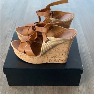 ralph lauren fimesa tan wedge sandals, SZ: 9.5